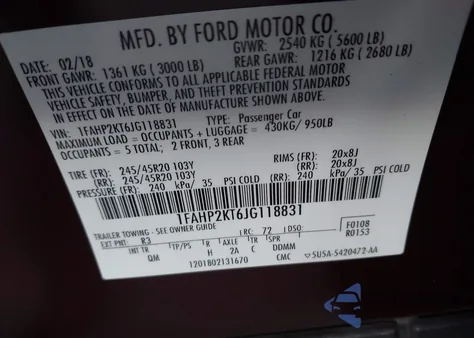 2018 Ford Taurus Sho z USA, uszkodzony, nr VIN 1FAHP2KT6JG118831